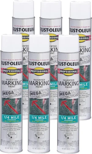 Vista 16 de Rust-Oleum 266575 Pintura en aerosol profesional de distancia 2X y marca invertida, 15 onzas, azul de precaución Utility Marking, Construction
