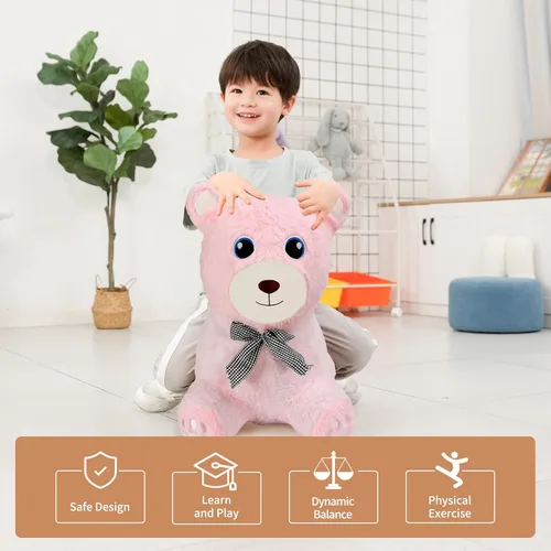 Vista 5 de INPANY Juguetes de Caballo Saltarín de Oso, Animal de Peluche Saltarín para Niñas Pequeñas, Compañeros de Rebote Inflables para Bebés, Saltador