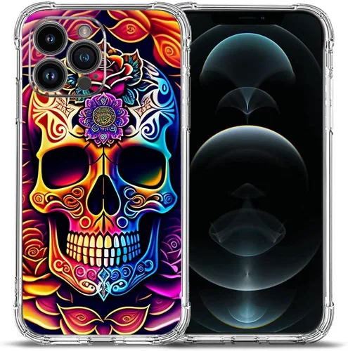 Vista 7 de Funda para iPhone 12 Pro Max, protección contra caídas de flores de mariposa azul, rosa, a prueba de golpes, carcasa protectora de cuerpo completo