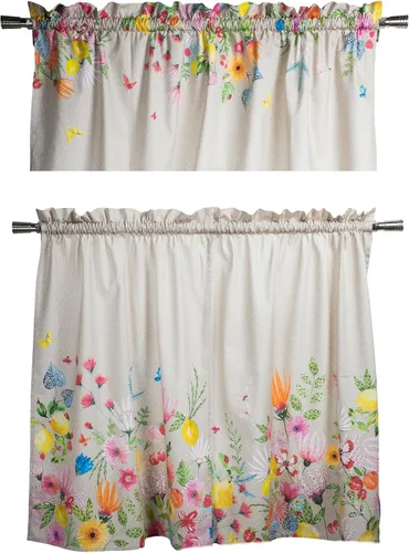 Vista 88 de Maison d' Hermine Juego de cortinas de cocina para ventanas, juego de cortinas de cocina 100% algodón, cenefas para el hogar [2 niveles