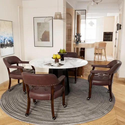 Vista 41 de Juego de 2 sillas de comedor con ruedas, poliuretano gris antiguo Gris (Antique Grey)