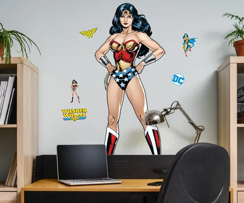Vista 2 de Wonder Woman - Juego de calcomanías de vinilo movible para pared, ventanas, puertas