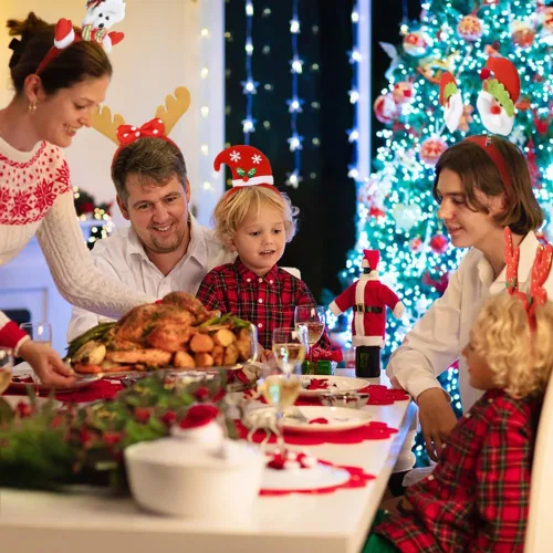 Vista 7 de DINESIL Paquete de 12 diademas de Navidad, lindos toppers de Navidad, árbol de Navidad, reno, muñeco de nieve, para mujeres, hombres, niños, cabina