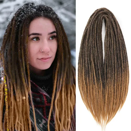 Vista 45 de Leeven Extensiones de Rastas Sintéticas de Doble Punta de 24 Pulgadas 30 Hebras Rastas Boho 613 Rubio 3 Estilos Mixtas Onduladas Rizadas DE Rastas