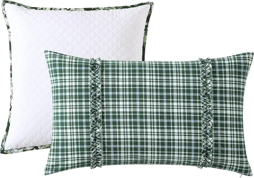 Vista 10 de Laura Ashley - Juego de edredón King, ropa de cama de algodón suave y reversible, juego de cama de peso medio de 7 piezas con fundas de almohada a