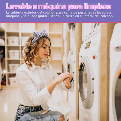 Vista 6 de Cubrecolchón de espuma para cama de pestañas – Almohadilla de espuma viscoelástica para mesa de masaje de 2.5 pulgadas de grosor con correas de Gris