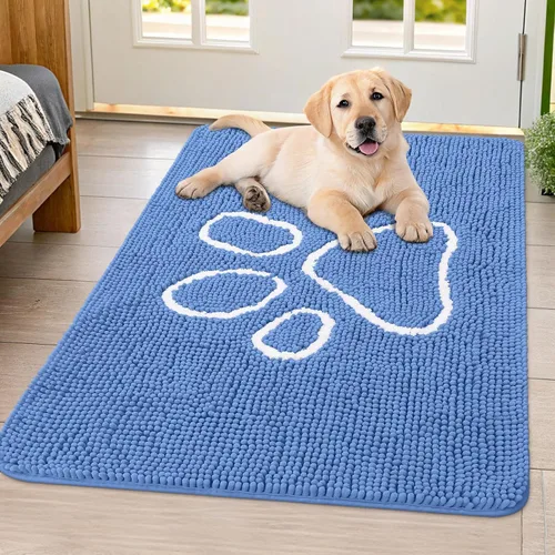 Vista 202 de Smiry Tapete para puerta de perro para patas fangosas, absorbente y Gris y negro