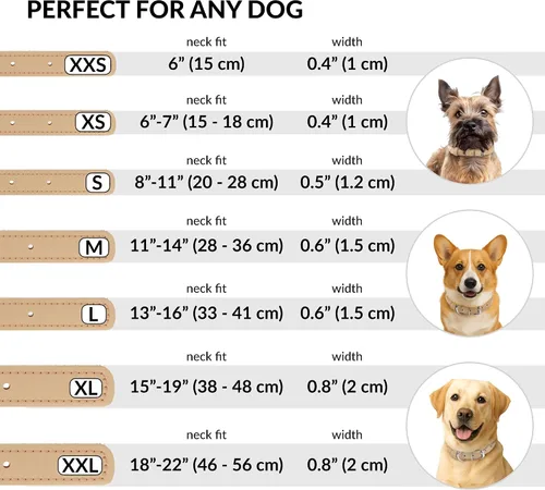 Vista 4 de CollarDirect Collar de perro de cuero enrollado, collar redondo acolchado suave para cachorros, collar de cuero genuino hecho a mano para perros