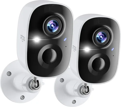 Vista 10 de Dzees Cámara de seguridad inalámbrica para exteriores - Actualización 2K 3MP batería WiFi cámara exterior inalámbrica, foco, sirena, detección