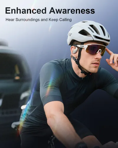 Vista 7 de ENC - Auriculares inalámbricos con 2 micrófonos, llamadas claras AI, cómodos ganchos para los oídos, sonido estéreo, auriculares Bluetooth