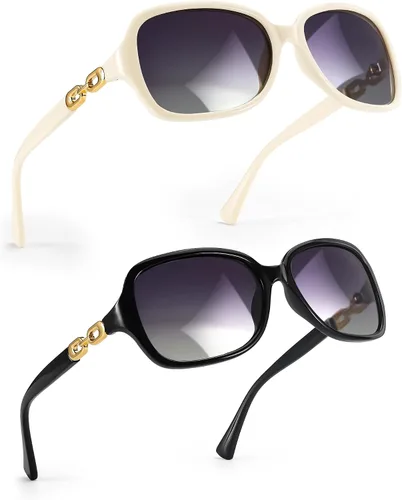 Vista 11 de SIPHEW - Gafas de sol polarizadas para mujer, gafas de sol cuadradas clásicas para mujer con protección UV Gafas de sol polarizadas negras A01