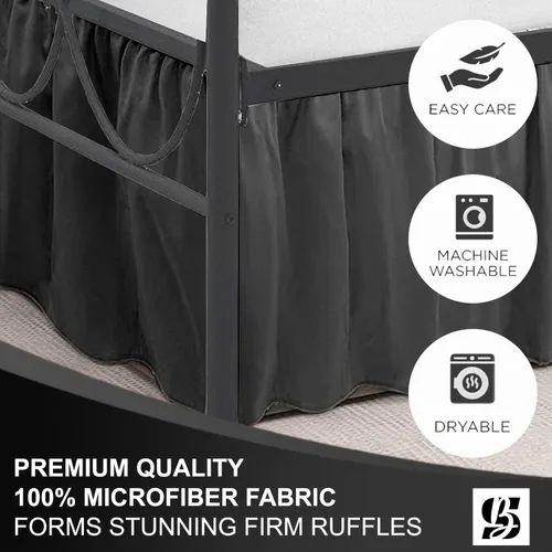 Vista 6 de SKY BEDDINGS - Falda de cama con volantes con esquinas divididas tamaño Twin con caída de 12 pulgadas, falda de cama con volantes antipolvo con Gris