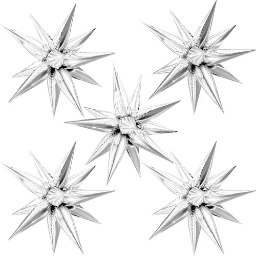 Vista 12 de 60 globos de estrella negra, globos de papel de aluminio de estrella de explosión de 12 puntos para Halloween, Navidad, cumpleaños, boda, Negro