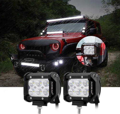 Vista 6 de Auxbeam Barra de luz LED de 4 pulgadas, 18 W, 18 W, haz de inundación, luz de conducción todoterreno para SUV, ATV, UTV, camiones, camionetas
