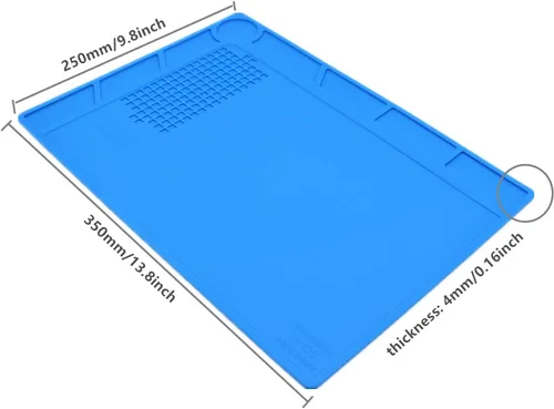 Vista 2 de S130 - Tapete de trabajo de reparación de silicona con aislamiento térmico antiestático para soldadura y reparación de computadoras, tamaño 13.8 x