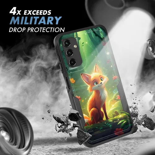 Vista 203 de Funda para Galaxy A14 5G, resistente de doble capa híbrida de policarbonato duro, goma suave, a prueba de golpes, funda protectora resistente