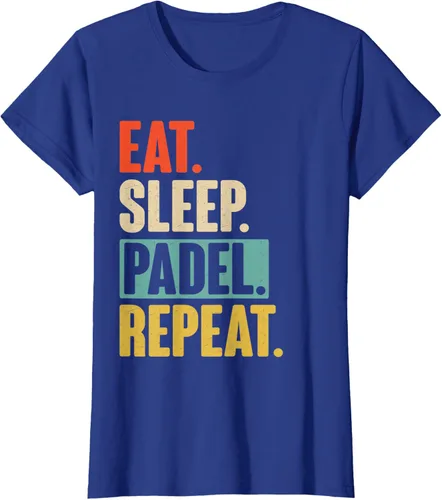 Vista 53 de Eat Sleep Padel Repeat - Camiseta de pádel retro vintage, Negro