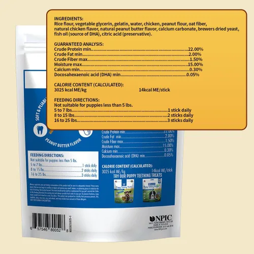 Vista 7 de N-Bone Palitos de dentición para cachorros, sabor a mantequilla de maní, bolsa de 3.74 onzas