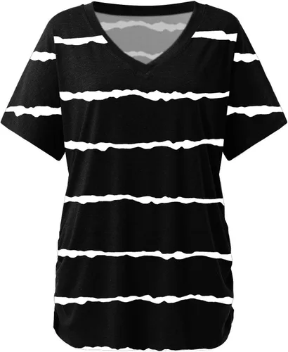 Vista 3 de Camisetas de manga corta para mujer, cuello redondo, sueltas, de verano, camisetas básicas