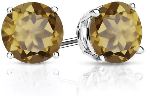 Vista 61 de Gem Stone King Aretes de plata de ley 925 con piedra natal redonda de 0.276 in para mujer