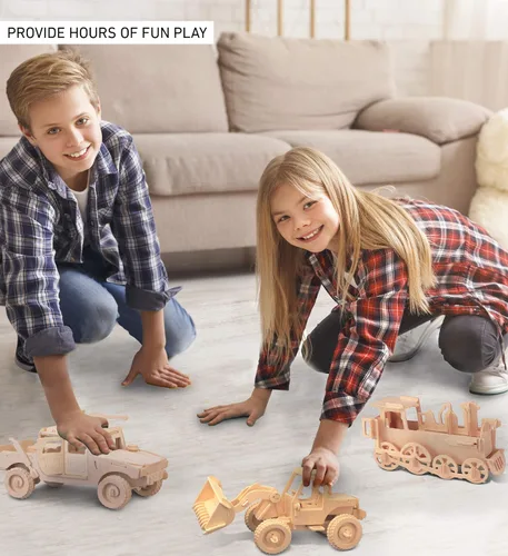 Vista 4 de Puzzled Rompecabezas 3D, niveladora de madera, kit de modelo de construcción, divertido y único y educativo, juguete de madera para armar