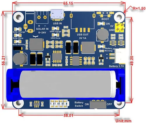 Vista 5 de Waveshare Módulo de gestión de energía solar para panel solar de 6V ~ 24 V soporta panel solar/conexión USB Carga de batería a bordo MPPT