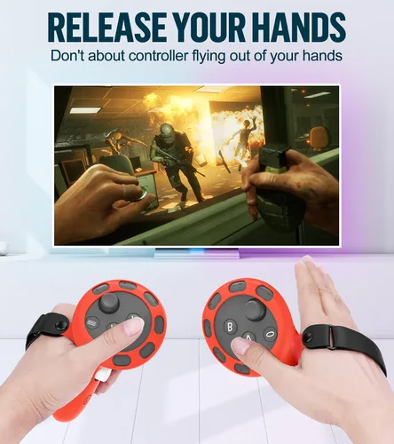 Vista 4 de Silicone Cover Set Compatible with OculusMeta Quest 3, VR Accessories Protective Cover Includes Controller Grips, Front Shell Headset Cover and Face