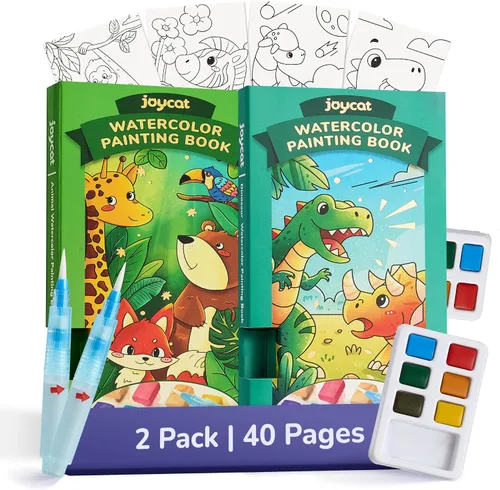 Vista 13 de JoyCat Paquete de 2 libros de pintura de bolsillo con agua para colorear para niños, juego de juguetes de actividades de arte y manualidades, kit