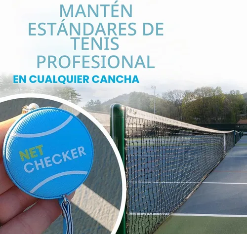Vista 7 de Scoring Right Net Checker - Cinta métrica de altura de red para tenis y llavero Azul