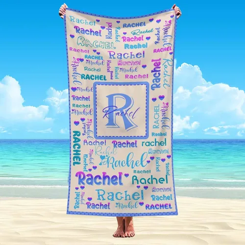 Vista 11 de Artsadd Toalla de playa personalizada para adultos, manta de playa personalizada de baloncesto con nombre inicial como regalo de fiesta para viajes