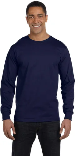 Vista 2 de Hanes Men's Essentials Long Sleeve T-Shirt Pack, Crewneck Cotton Tees, 4-Pack