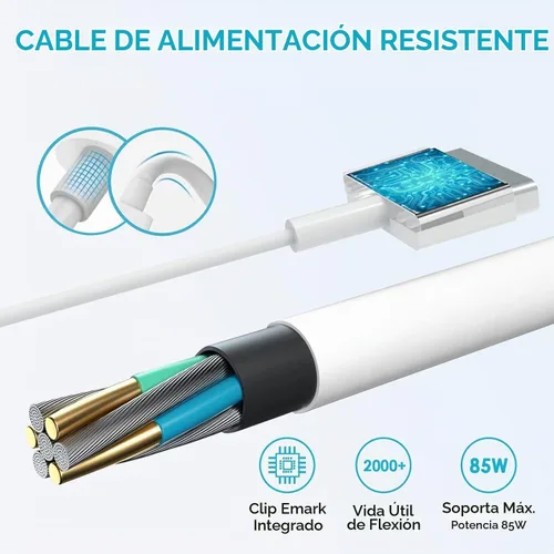 Vista 5 de NSPENCM Cargador Mac Book Pro de 45 W, adaptador de corriente de conector de CA de 45 W 2T de 2 puntas, cargador para laptop compatible con Mac Book