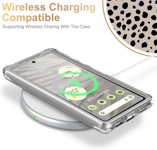 Vista 5 de Esdot Funda para Google Pixel 7A con protector de pantalla integrado, funda resistente de grado militar con diseños lindos de moda para mujeres