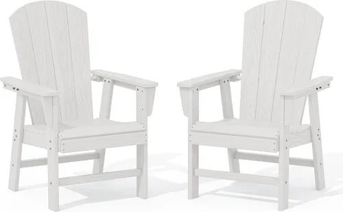 Vista 15 de SERWALL Juego de sillas de comedor Adirondack para exterior, conjunto de 2, sillas de patio de HDPE resistentes a todo clima, color negro