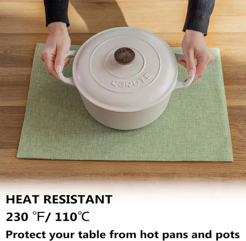 Vista 49 de Demetex - Juego de 4 manteles individuales de mesa de estilo rústico, resistentes al calor, de lino, lavables, de tela, manteles individuales