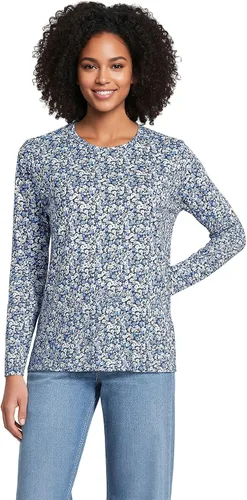Vista 15 de Lands' End - Camiseta de manga larga, cuello redondo y holgada de algodón Supima cultivado en EE. UU. para mujer Blanco