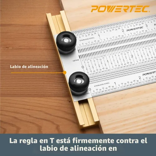 Vista 6 de POWERTEC Regla T de Marcado de Precisión de 6 Pulgadas, Regla T con Lápiz para Medir, Trazar, Establecer Altura de Brocas, Herramientas de Marcado