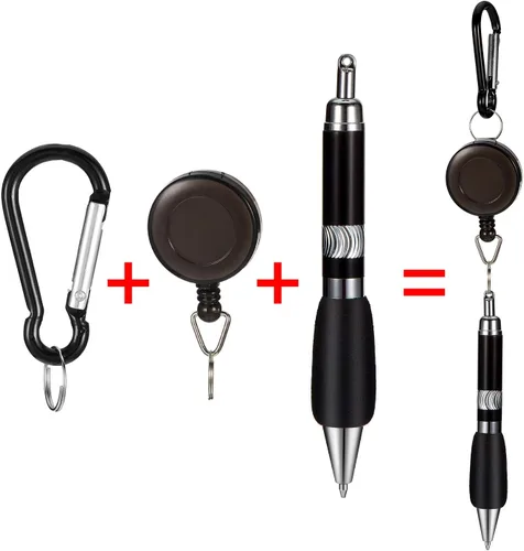 Vista 4 de Outus 12 piezas retráctiles para bolígrafo, soporte retráctil para carrete 3 en 1, carrete de insignia, bolígrafo, cinturón, clip para llavero