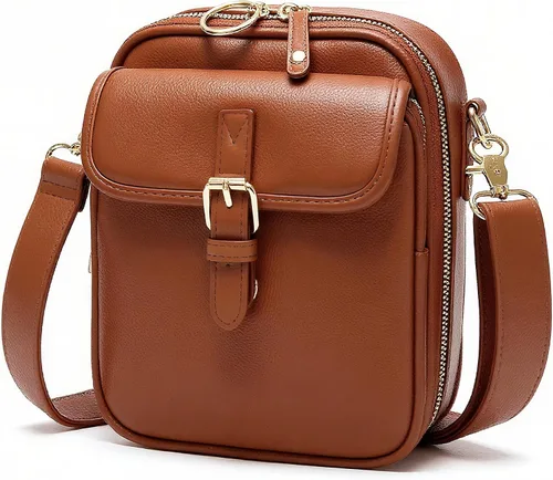 Vista 13 de Bolsos cruzados pequeños para mujeres de cuero vegano, carteras mensajero, monedero vintage antirrobo, bolsos de hombro con ranuras para tarjetas