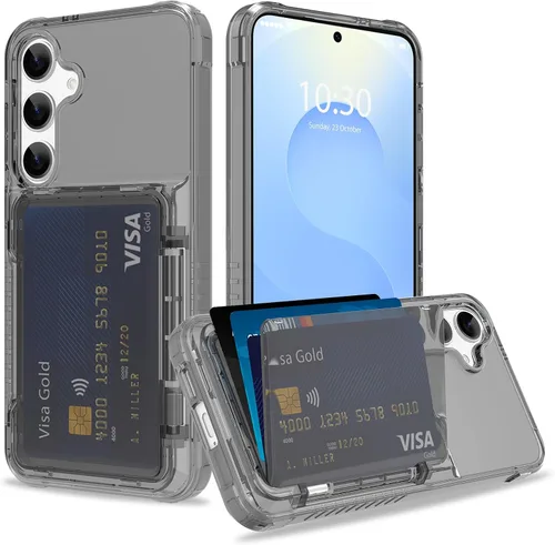 Vista 7 de Funda tipo cartera para iPhone 13 Pro Max con 3 ranuras para tarjetas de crédito, a prueba de golpes, híbrida, resistente, transparente Cubierta