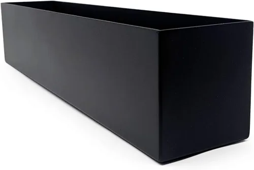 Vista 2 de [Usado] Buhbo Maceta rectangular moderna de acero tipo artesa de 16 pulgadas, negro