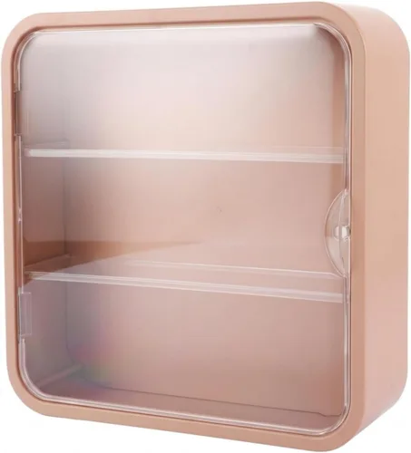 Vista 8 de Vitrina en miniatura para figuras coleccionables, caja transparente con estantes, organizador de plástico montado en la pared o en el escritorio