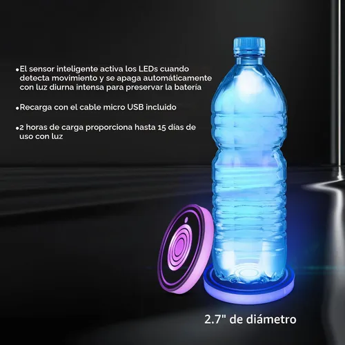 Vista 6 de Monster - Luces LED multicolor para portavasos de automóvil, paquete de 2 posavasos inteligentes que cambian de color, sensores inteligentes Xtreme