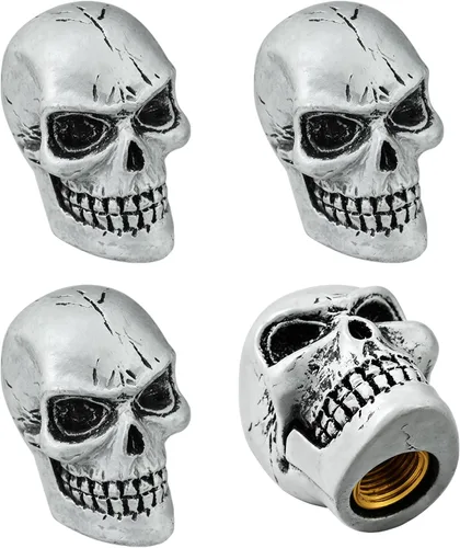 Vista 9 de Abfer Tapa de Válvula de Aire de Rueda de Calavera Tapas de Vástago de Válvula para Coche Accesorios Decorativos para la Mayoría de Vehículos Rojo 1