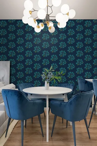 Vista 2 de StrawFlower - Papel tapiz para despegar y pegar, color azul marino (paquete de 2)
