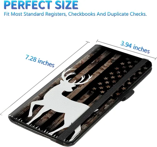 Vista 29 de Funda para chequera para hombres y mujeres, cartera de cuero RFID con ranuras para tarjetas de crédito, soporte de cheques duplicados personales