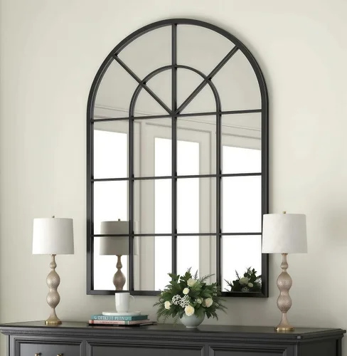 Vista 19 de Dewfig Espejo de Pared con Ventana Arqueada, 30"x20" Espejos de Panel de Ventana, Espejos de Tocador para Baño, Dormitorio, Entrada, Sala de Estar
