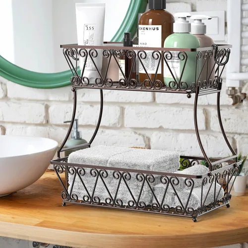 Vista 6 de Simple Houseware - Frutero de 2 niveles para encimera, bronce