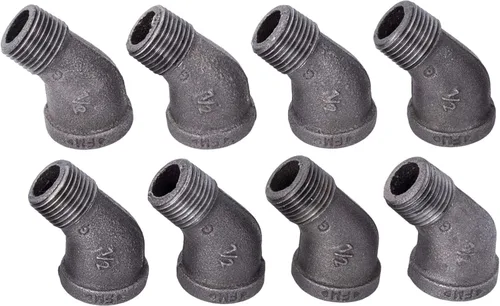 Vista 8 de PIPE DECOR - Acoplamiento de 1/2 pulgada, accesorios de hierro maleable negro para tuberías, pezones y accesorios estándar de 1/2 pulgada