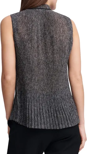 Vista 3 de DKNY Top plisado sin mangas para mujer con cuello de lazo